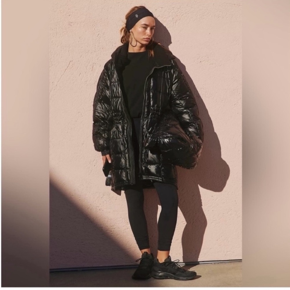 Free People Shiny Black Puffer Jacket